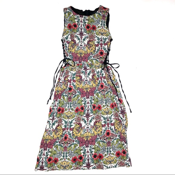 Topshop Dresses & Skirts - Topshop Garden Floral Midi Dress Sleeveless Lace Up Sides ASO 4